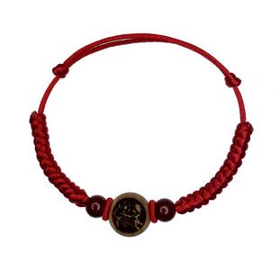 生肖老桃木手链女生朱砂手串编织情侣手绳红绳儿童宝宝压惊星座男