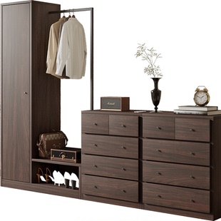 中古风五斗柜卧室衣柜衣帽架床尾柜法式复古组合柜客厅收纳置物柜