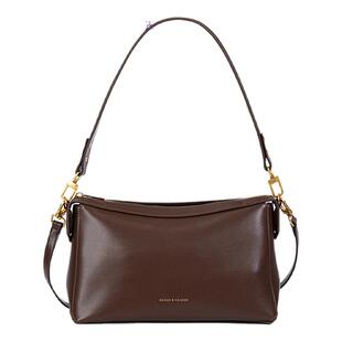 包小姐与鞋先生2025年秋季新品凡戴克棕简约牛皮斜挎包女253022