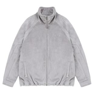 BJHG不计后果美式夹克男秋冬银狐绒外套潮牌宽松复古休闲棒球服女