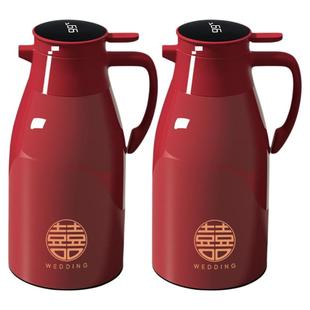 保温壶家用结婚红色陪嫁一对热水壶玻璃内胆热水瓶大容量保温水壶