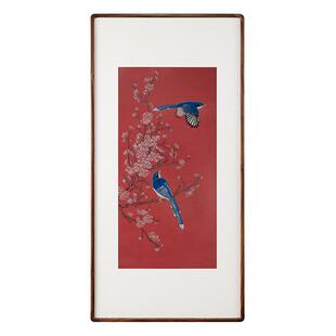 铜师傅手工錾刻 铜雕画《喜上枝头》客厅玄关画 沙发背景墙装饰画