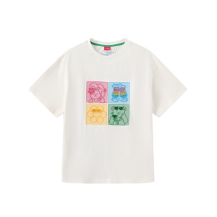 wigglewiggle26年夏季韩国时尚潮流立体印花宽松圆领短袖上衣T恤