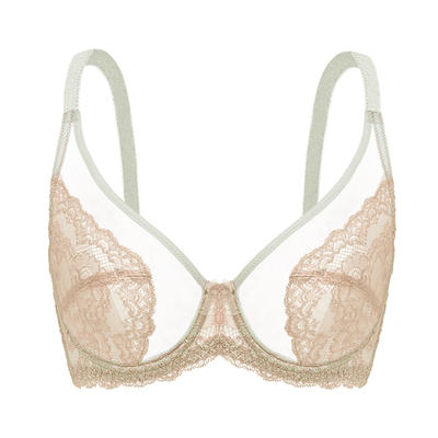 遐【倾城之恋】大胸显小全罩杯文胸防下垂大码显瘦蕾丝薄款内衣女