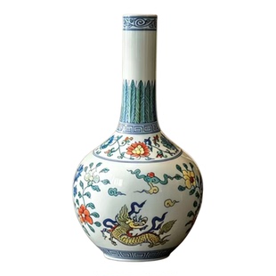 大明成化年制仿古青花瓷做旧老物件景德镇陶瓷花瓶客厅博古架摆件
