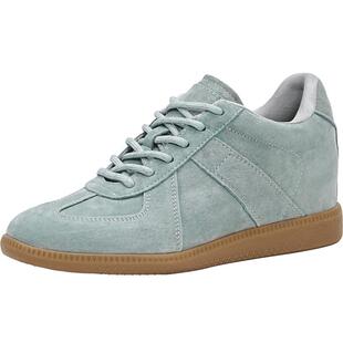 EBLAN/伊伴复古内增高德训鞋女2026春新款小个子真皮运动休闲板鞋