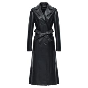 2025秋冬真皮皮衣女修身中长款过膝绵羊皮风衣大码加棉显瘦皮外套