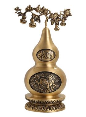 黄铜麒麟招财葫芦摆件家居工艺品
