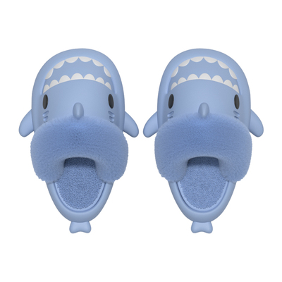 chikoku鲨鱼亲子棉拖鞋女冬季防滑防水可拆洗家居儿童毛绒拖鞋男