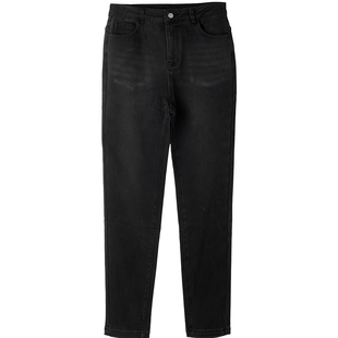 布景加绒牛仔裤女2025年冬季新品时尚窄版直筒修身厚款裤子1282