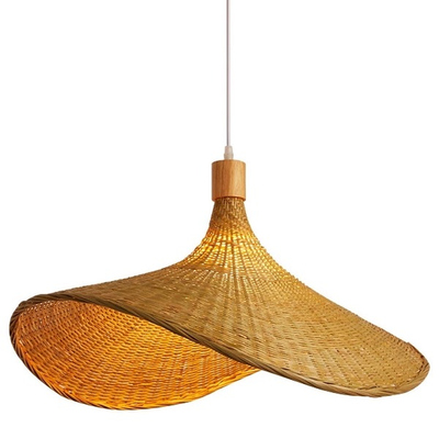 竹编吊灯新中式茶室禅意东南亚日式灯具创意个性草帽灯服装店吊灯