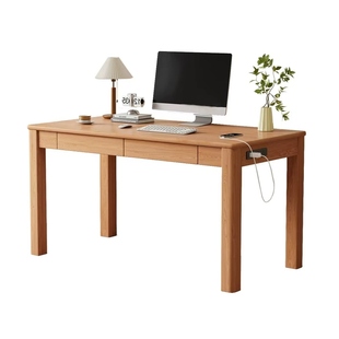 实木书桌简约现代橡木电脑桌卧室家用办公桌学生学习桌樱桃木桌子