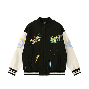 LAMLICKA新款美式多巴胺棒球服夹克男秋季毛巾绣宽松情侣中性外套
