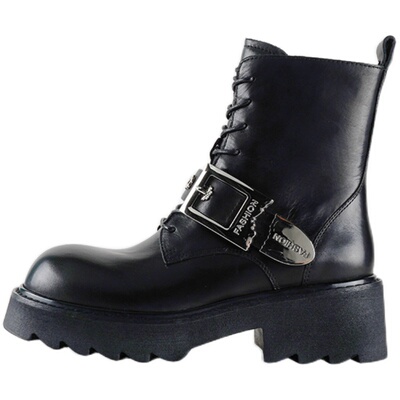 卡斯高英伦风马丁靴粗跟