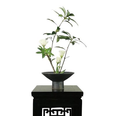 高脚花盘陶瓷剑山插花