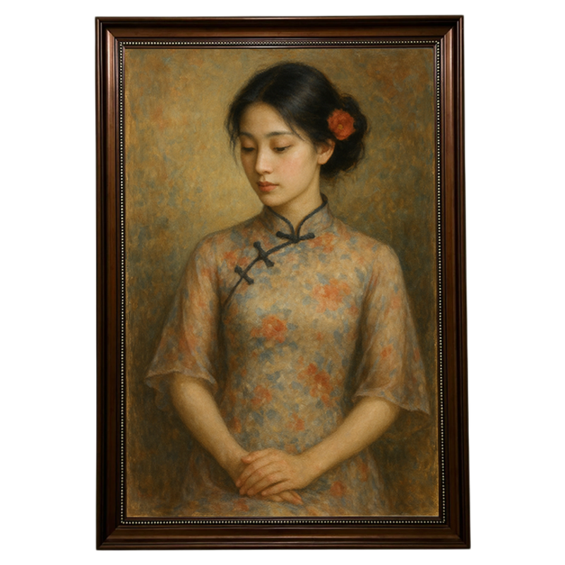 艺术家纯手绘定制油画真人肖像宠物婚纱照风景办公室风水装饰画