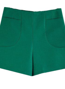 高腰绣姿依宽松阔腿短裤女显瘦