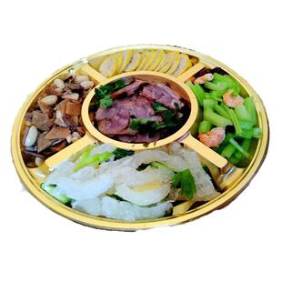 五格冷盘千果零食盘卤味一次性拼冷盘kTV小吃拼盘水果盒 鱼生托盘