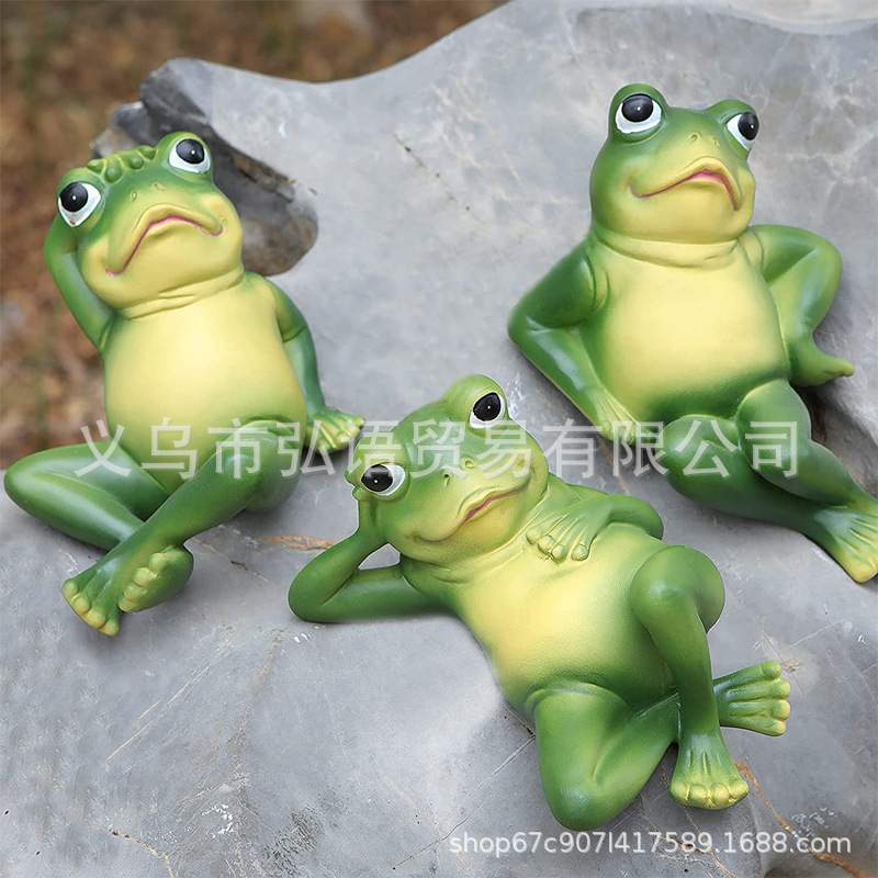 新款树脂庭院花园艺盆景摆件青蛙桌面装饰创意卡通动物小摆件