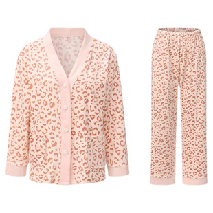 「LA」软欲对峙丨静感系列*柔软轻奢纯欲粉色豹纹软糯海岛绒睡衣