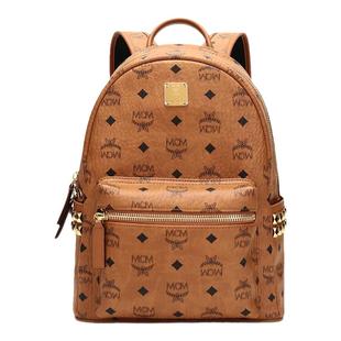 MCM女包 男女通用印花铆钉双肩包背包 迷你小号时尚拉链中号休闲
