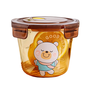 高硼硅琥珀色玻璃碗饭盒卡通耐高温家用微波炉烘焙碗吃饭碗沙拉碗