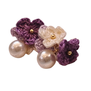 么么鱼手工diy钩针绣球花耳钩发夹饰品材料包 送微钩编织视频教程