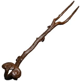 灵芝如意铜制壶盖叉 实心铜壶叉铁壶盖子叉银壶盖插 茶叉盖插盖夹