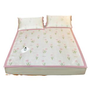 印花冰藤凉席夏季空调席裸睡小清新软席三件套夏天透气双人凉感