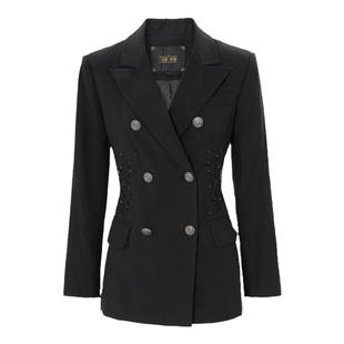 一电影一时装冬季通勤风中长黑色西装外套通勤风新款外套女款显瘦