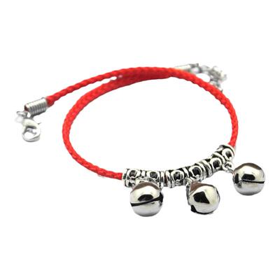 平安女式复古苗银会响中国风红绳