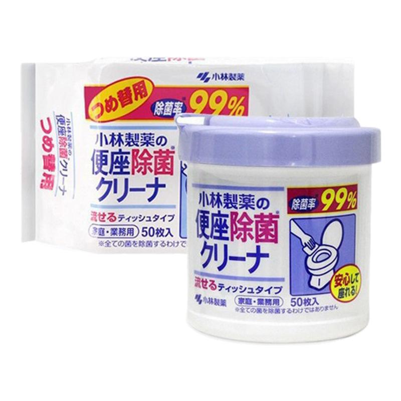日本小林制药马桶便座圈99%消毒杀菌除清洁坐便可溶水湿纸巾替换
