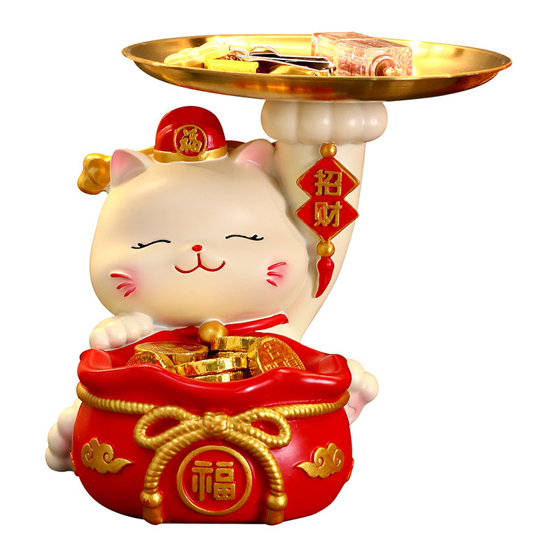 招财猫摆件入户玄关钥匙收纳客厅鞋柜电视柜装饰家居乔迁新居礼物