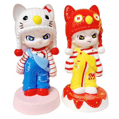 大号石膏娃娃拽姐生人勿近冥想者者白坯手工涂鸦上彩色diy