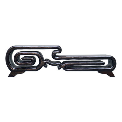 黑紫檀雕刻回纹书卷几摆件底座