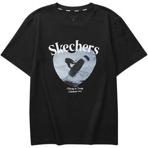 Skechers斯凯奇2024夏季新男女款圆领短袖T恤透气纯棉舒适休闲服