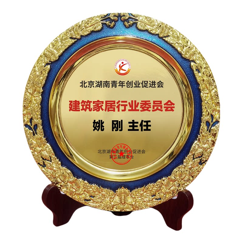 奖牌定制定做金属退休奖盘圆形奖杯授权牌景泰蓝荣誉纪念铜盘订制