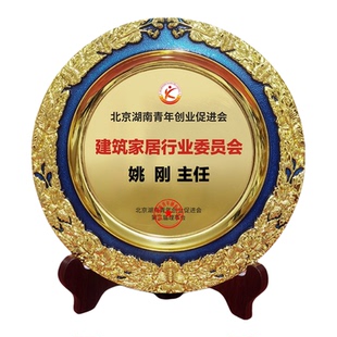 奖牌定制定做金属退休奖盘圆形奖杯授权牌景泰蓝荣誉纪念铜盘订制