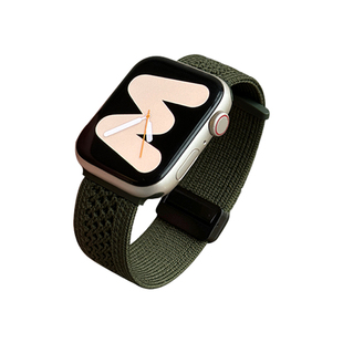 CLOUDHIS适用AppleWatchS10透气针织尼龙编织磁吸扣表带苹果手表S9运动型男女生新款iwatchSE手表秋冬Ultra2