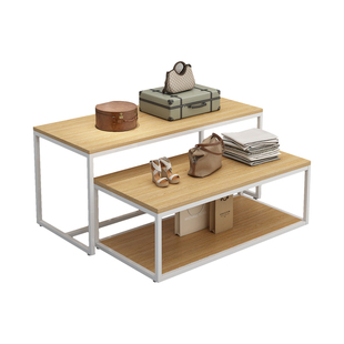 服装店专用铁艺高低鞋子展示台橱窗展示架组合中岛桌流水台长桌子