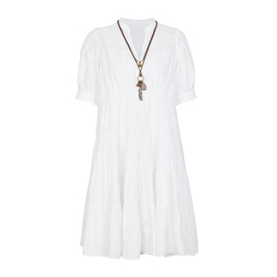 婉甸2025夏季新品云白水溶绣两件套连衣裙1242N67XD5