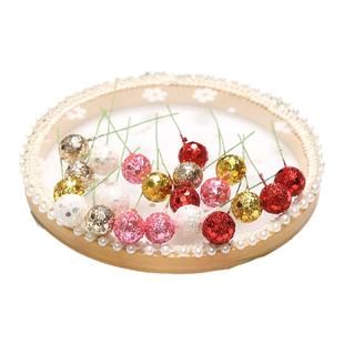 仿真泡沫浆果亮片珠子 diy手工花环材料 圣诞节氛围装饰 拍摄道具