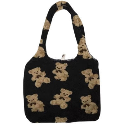 大容量毛茸茸包包可爱斜挎帆布