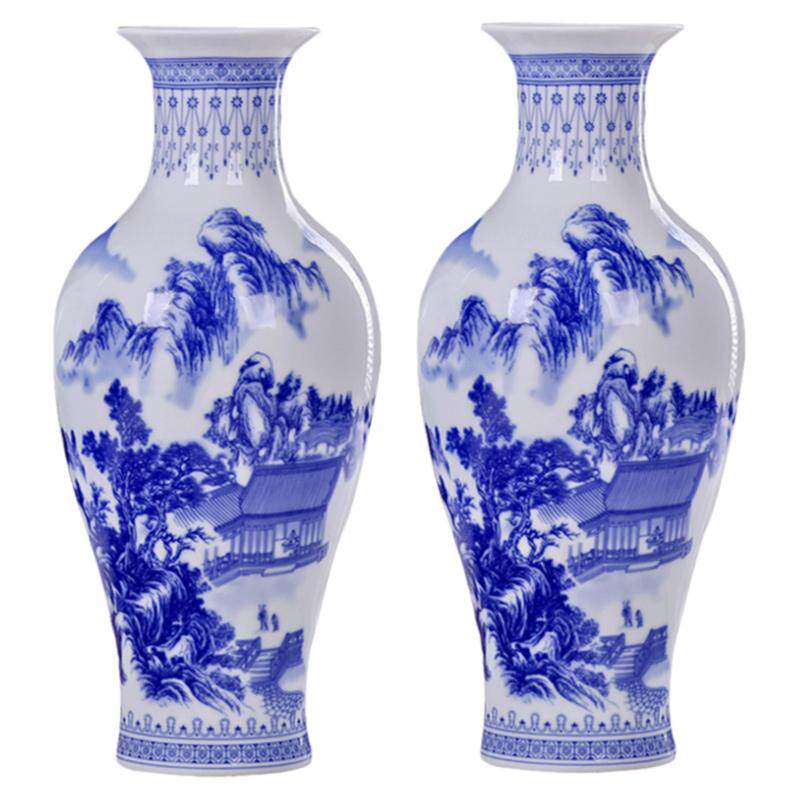 景德镇陶瓷器花瓶仿古青花瓷插花器新中式家居客厅饰品电视柜摆件