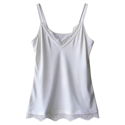 纯欲V领蕾丝边吊带春新款韩国修身显瘦百搭打底背心上衣女