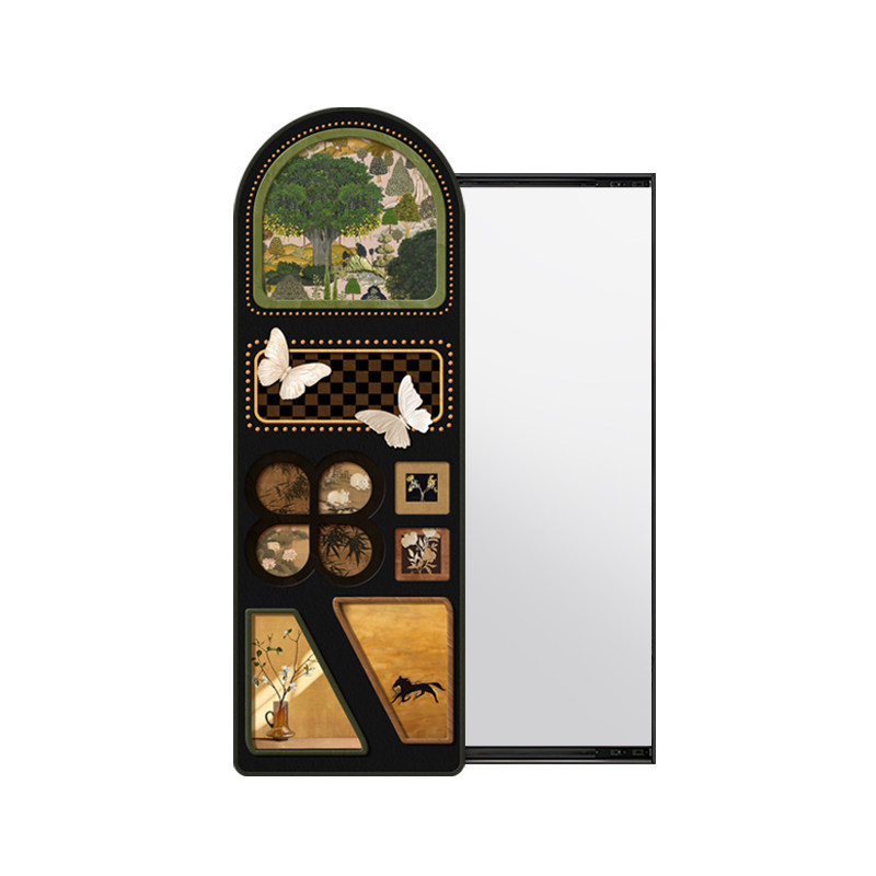中古风全身镜家用壁挂墙上穿衣镜入户玄关卧室试衣大镜子可关闭的