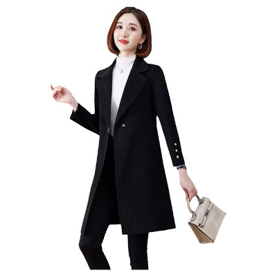 新款韩版时尚中长款毛呢外套