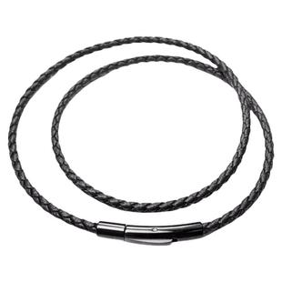 黑扣黑皮手绳多股穿龙鳞珠大溪地黑珍珠多圈皮绳手链替换绳男女款