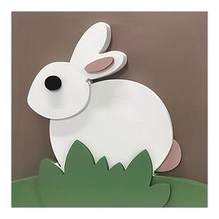 白兔与灰狐卡通雕刻装饰画客厅餐厅玄关儿童房卧室立体实物装置画