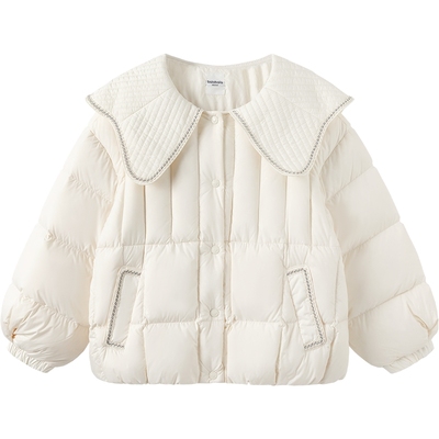 巴拉巴拉女童羽绒服加厚小香风外套冬装新款童装儿童白色中长款厚